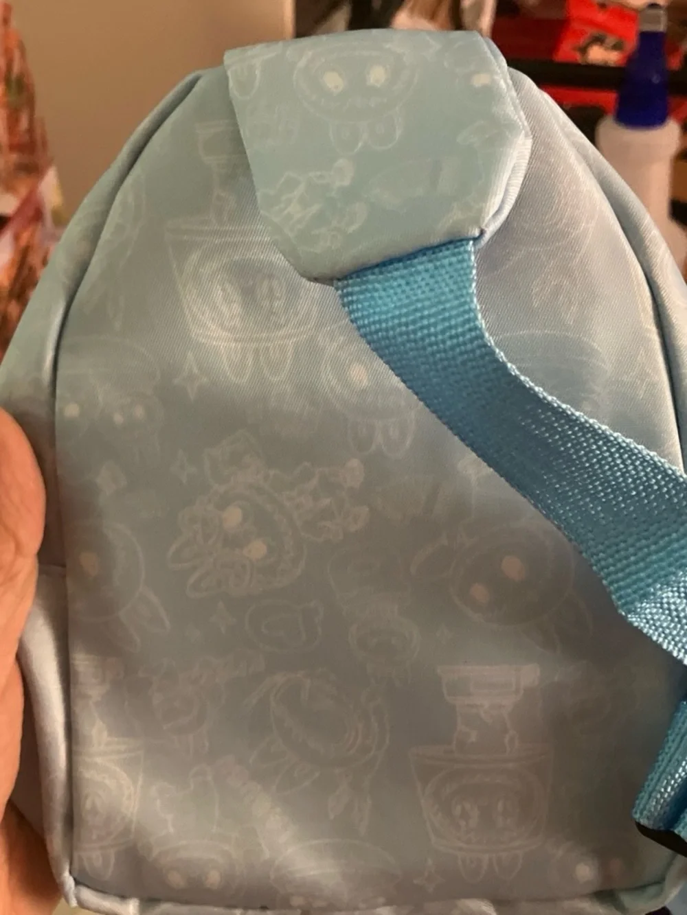 Light Blue Kids mini Backpack with Cute Character Panels